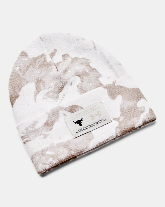 Men's Project Rock Cuff Beanie, White, pdpMainDesktop image number 0